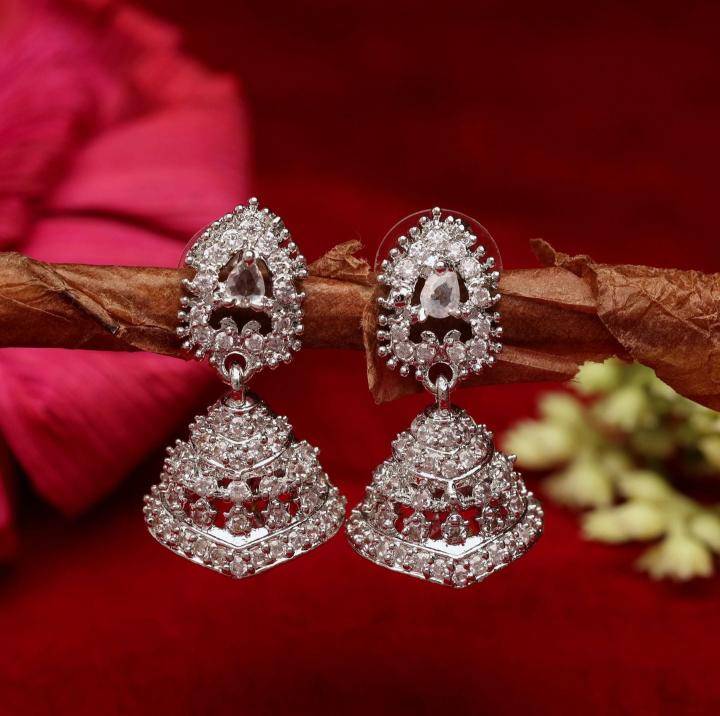 Anti tarnisha ad silver jumkha earrings 1287 Designer artificial jewellery in Delhi